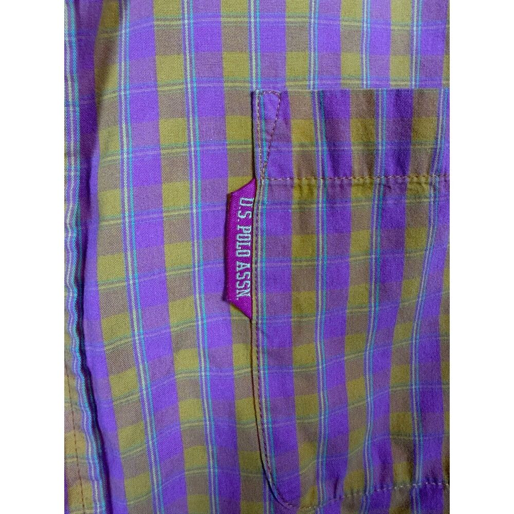 U.S. Polo Assn Men Plaid Short Sleeve Button Down Shirt Orange Pink XXL - Picture 10 of 10